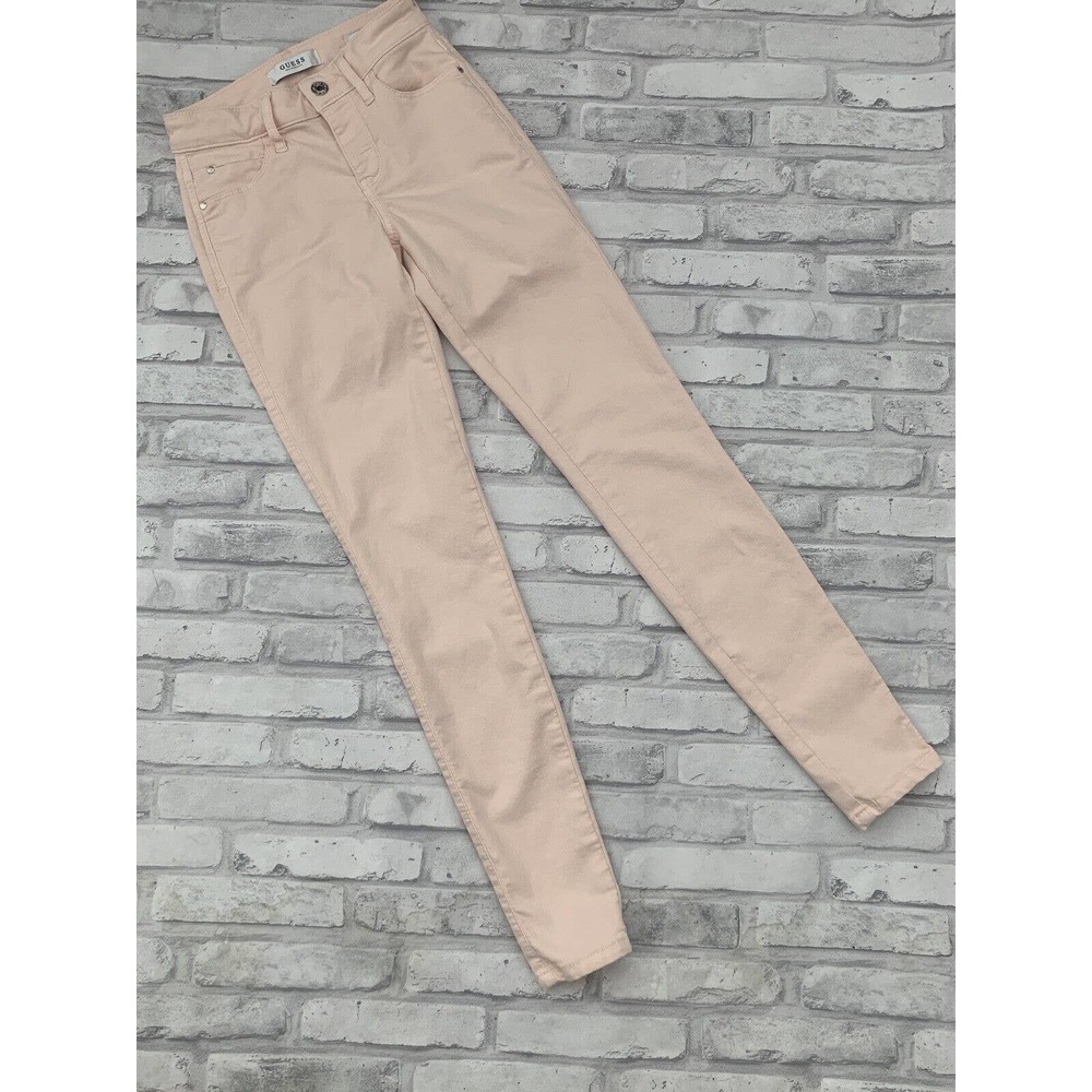 Guess Pink Stretch Skinny Zippered Pants Denim Jeans Size 24